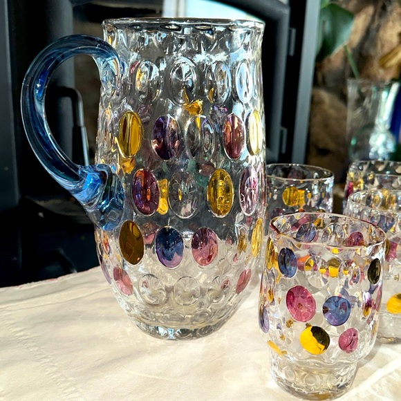 Bohemian Art Glass - Countess Collection Pitcher and 4 Glasses. GORGEOUS!! - Picture 6 of 9